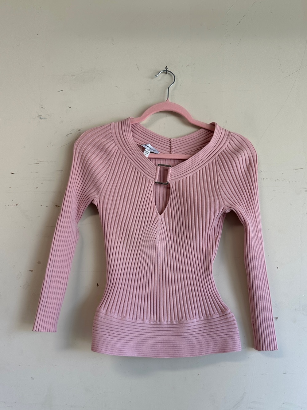 Vintage y2k Bebe pink keyhole ribbed top